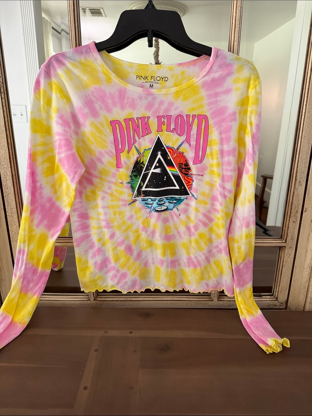 Pink Floyd Tie-Dye Long Sleeve Kids Top - Pink & Yellow